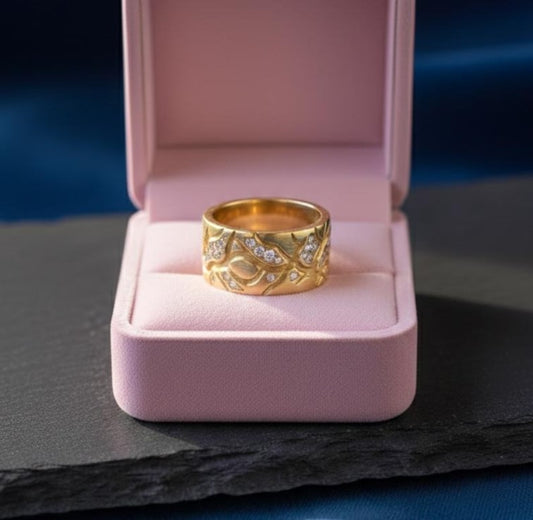 8K Gold Plated Leaf Vine Ring On Brass Metal 1