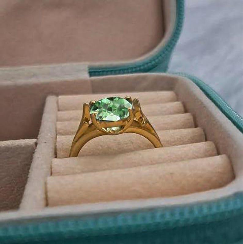 AAA Flawless Green Sapphire Ring, 925 Sterling Silver ring 9