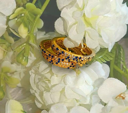 Blue Sapphire Diamond Interlocking Ring 925 Sterling Silver Spinner Three Band Wedding Ring 5