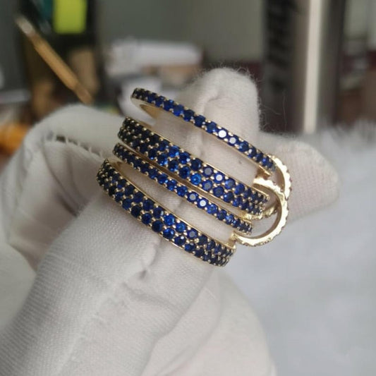 Blue Sapphire Interlocked Ring 925 Sterling Silver Eternity Connected Stacking Wedding Jewelry 1 DEVIKA