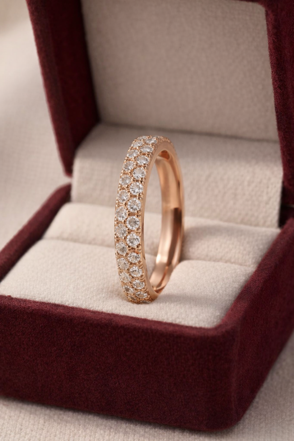 CZ Eternity Band Ring Brass Rose Gold Plated Stackable Ring 1
