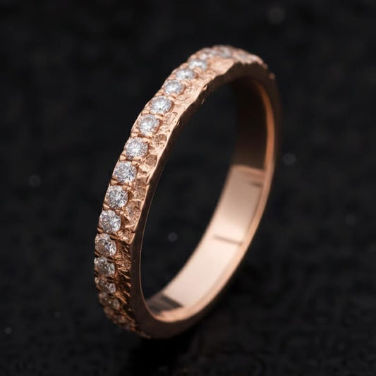 CZ Eternity Band Ring Brass Rose Gold Plated Stackable Ring 4
