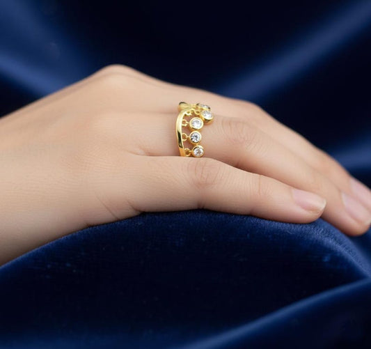 Diamond Drop & Dangle Ring 925Sterling Silver Promise Band Stacking Ring 4