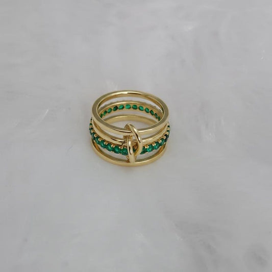 Emerald Interlocking Band Ring 925 Sterling Silver | Connected Stacker Wedding & Eternity Ring 4