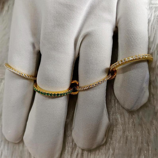 Emerald Interlocking Ring, Diamond Wedding Jewelry in 14k Solid gold 1