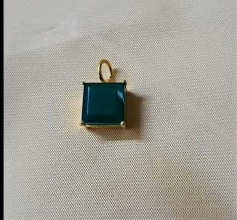Emerald Solitaire Prong Pendant, 14k Gold Vermeil, 925 Silver Charm devika