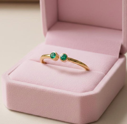 Emerald Toi et Moi Ring 925 Sterling silver stackable band 2