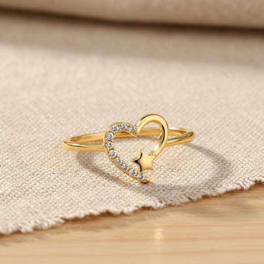 Diamond Birthstone Ring in 14K Yellow Vermeil – Handmade Fine Birthday & Christmas Jewelry