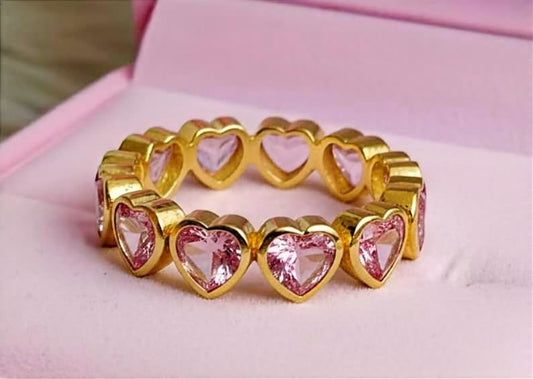 Heart Pink Sapphire Love Couple Anniversary Gift Band, Proposal Ring, 925 Silver Jewelry devika gems jewels