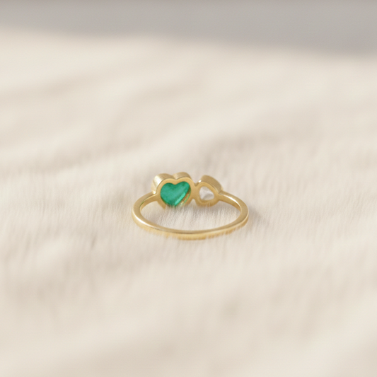 Heart Zambian Emerald and Diamond Two Stone Ring – 925 Sterling Silver Toi Et Moi Birthstone Engagement Ring 5