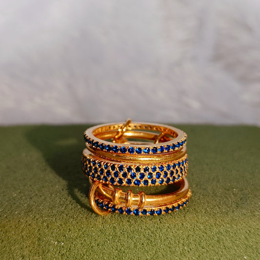 Blue Sapphire Five Interlocking Spinner Ring, 14k Gold Multi Linked Band