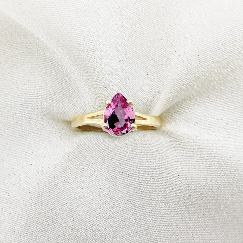 Pink Sapphire Pear Ring 925 Silver Engagement USA 1