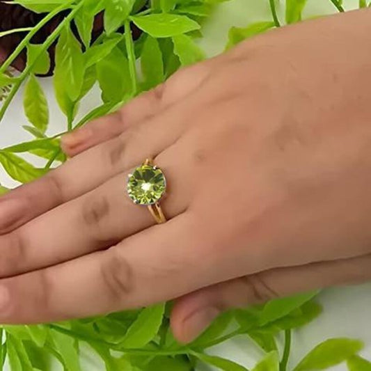 Round Green Sapphire Promise Ring, 925 Sterling Silver Solitaire Ring Handmade Jewelry 2