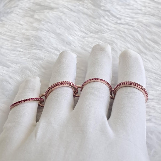 Ruby Interlocked Ring 925 Sterling Silver Eternity Connected Stacking Band 5