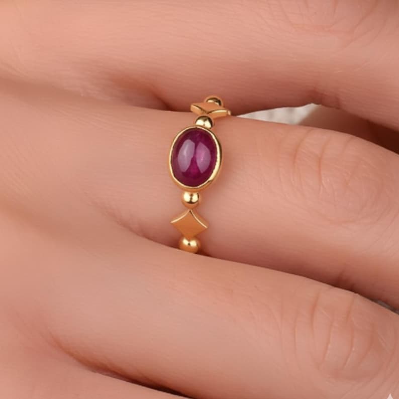 Ruby Oval Heart Accent Ring 925 Sterling Silver Rhodium Plated, Bezel Set Ruby CZ Romantic Statement Ring for Women 4