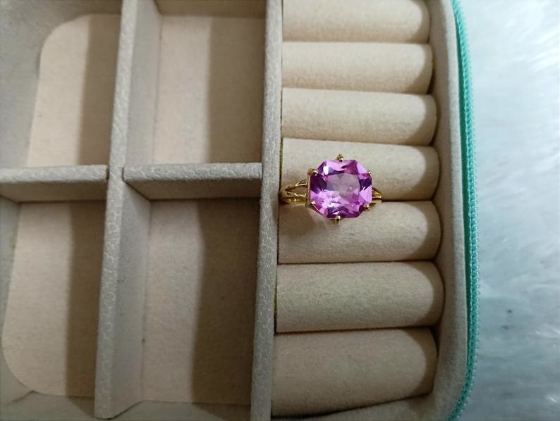 Unique Vintage Solitaire Ruby Ring Hexagon Engagement 925 Silver Jewelry devikgemjewel