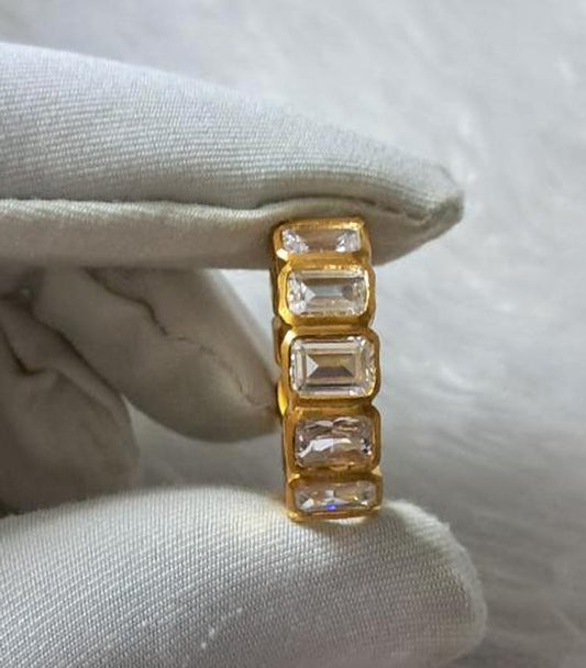 Octagon Cut Diamond Wedding Band Full Eternity Girls Matching Ring 14K Yellow Gold Bridal