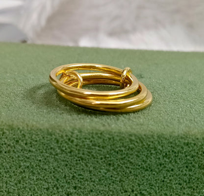 Three Band Sterling Silver Spinner Ring with Gold Accents | Unisex Boho Adjustable Daily Wear Ring Europe