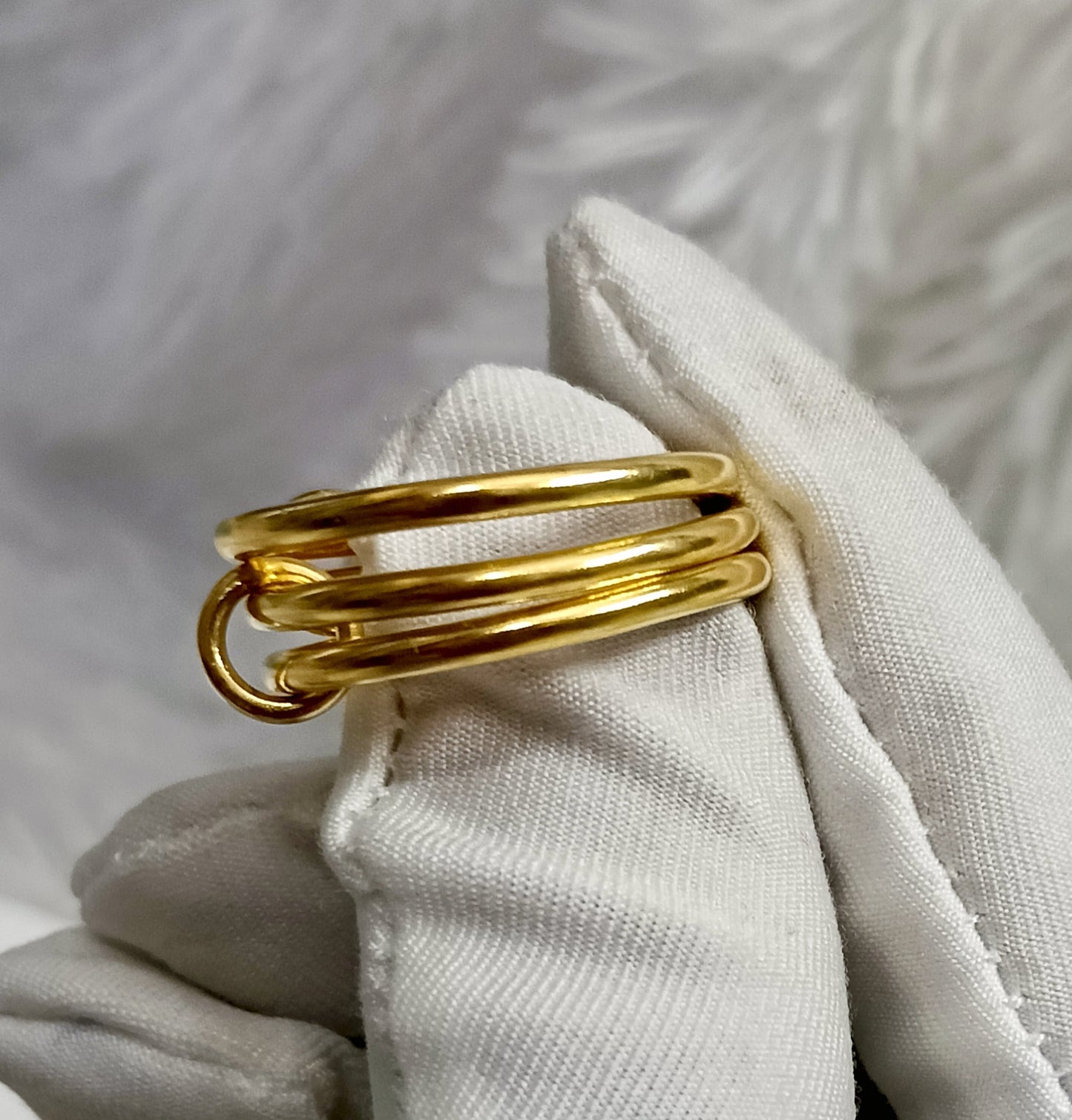 Three Band Sterling Silver Spinner Ring with Gold Accents | Unisex Boho Adjustable Daily Wear Ring Europe