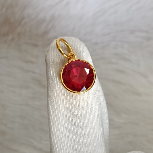 Minimalist Ruby Charm Pendant with Gold Plating for Women | Hypoallergenic Wedding Jewelry UK