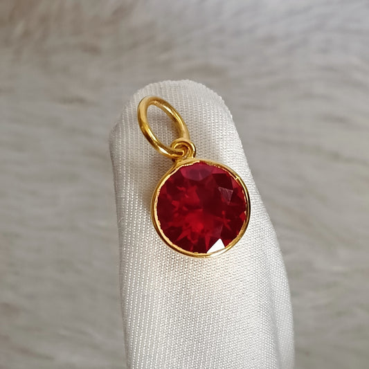 Minimalist Ruby Charm Pendant with Gold Plating for Women | Hypoallergenic Wedding Jewelry UK