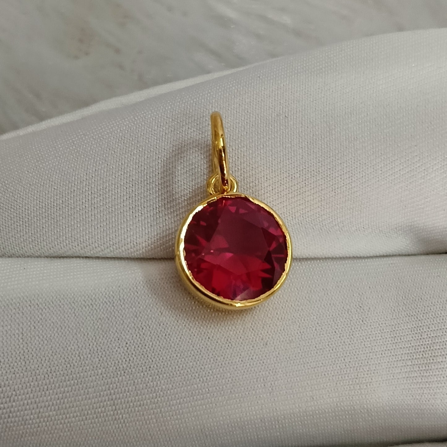 Minimalist Ruby Charm Pendant with Gold Plating for Women | Hypoallergenic Wedding Jewelry UK