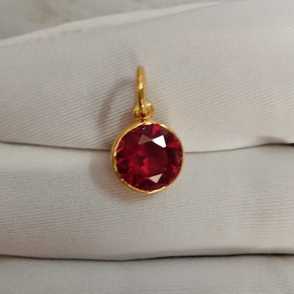 Minimalist Ruby Charm Pendant with Gold Plating for Women | Hypoallergenic Wedding Jewelry UK