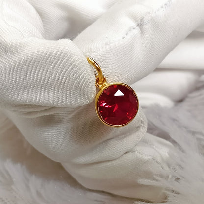 Minimalist Ruby Charm Pendant with Gold Plating for Women | Hypoallergenic Wedding Jewelry UK