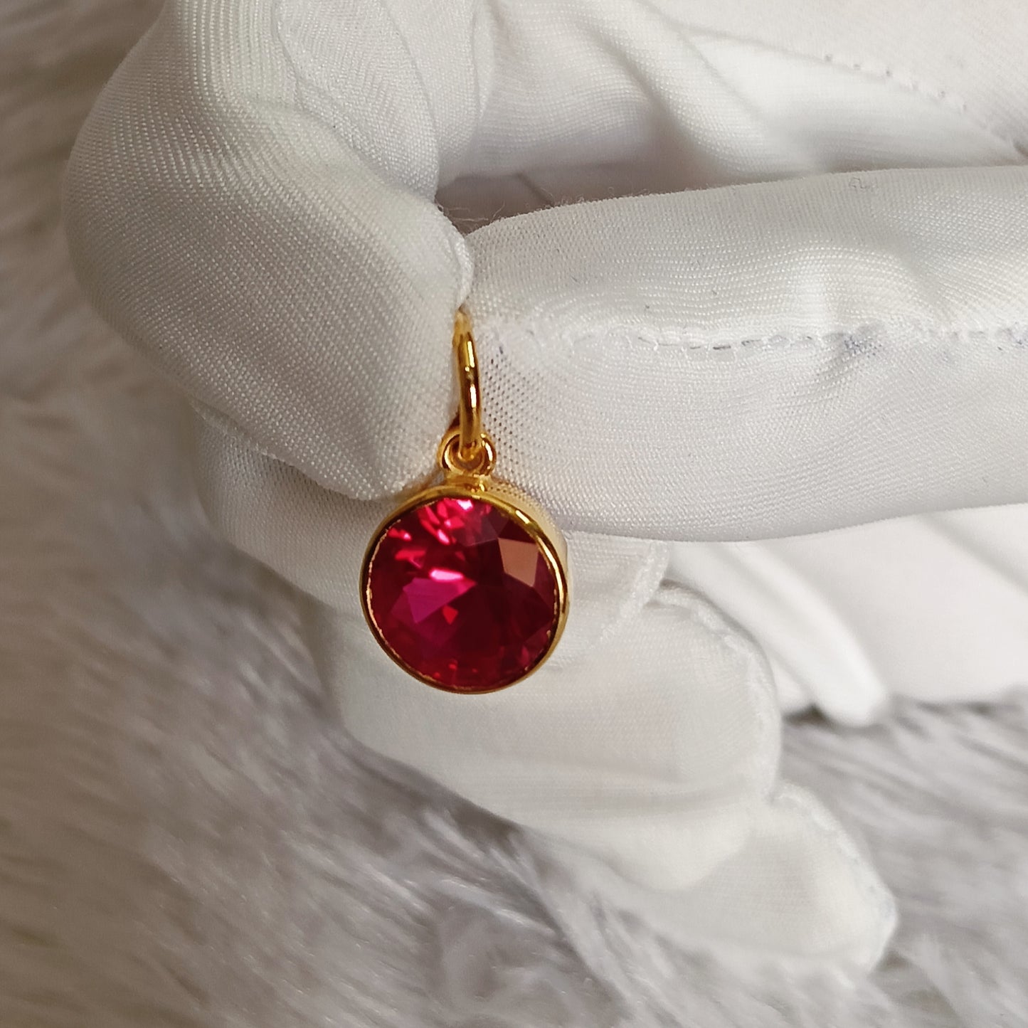 Minimalist Ruby Charm Pendant with Gold Plating for Women | Hypoallergenic Wedding Jewelry UK