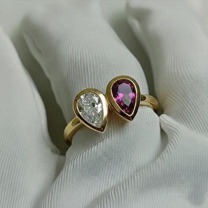 925SterlingSilver Wedding Two Stone Ring Pear Diamond & Alexandrite Ring devikagemstone
