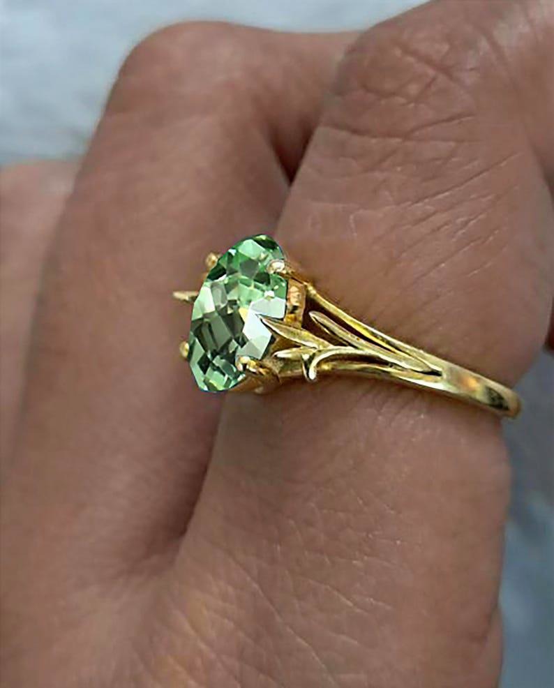 AAA Flawless Green Sapphire Ring, 925 Sterling Silver ring  1