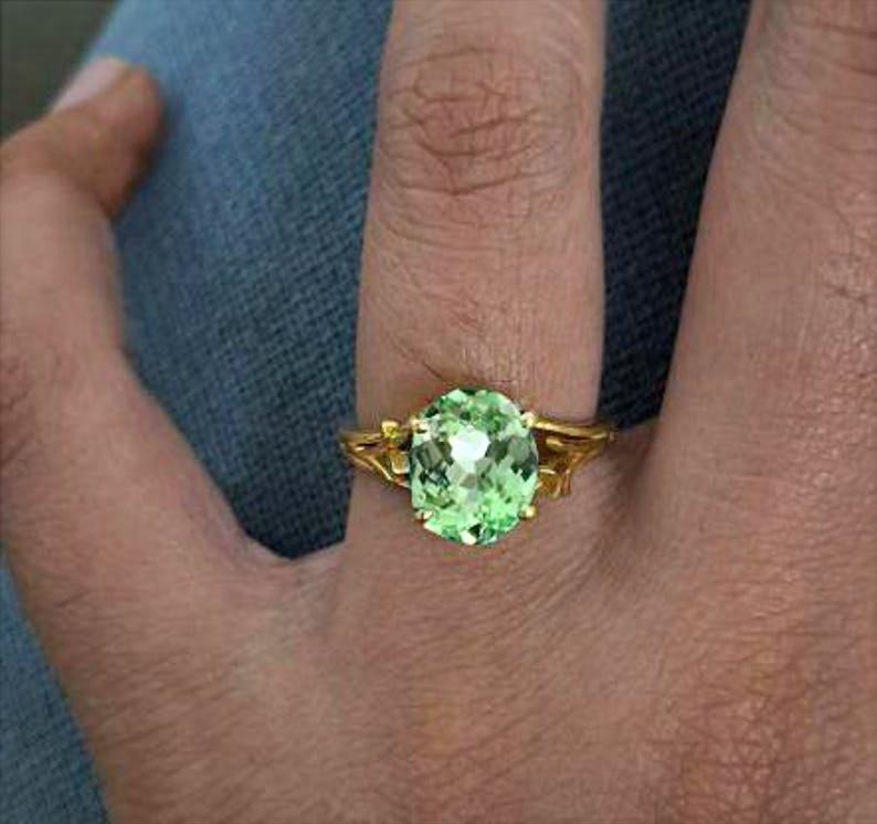 AAA Flawless Green Sapphire Ring, 925 Sterling Silver ring  2