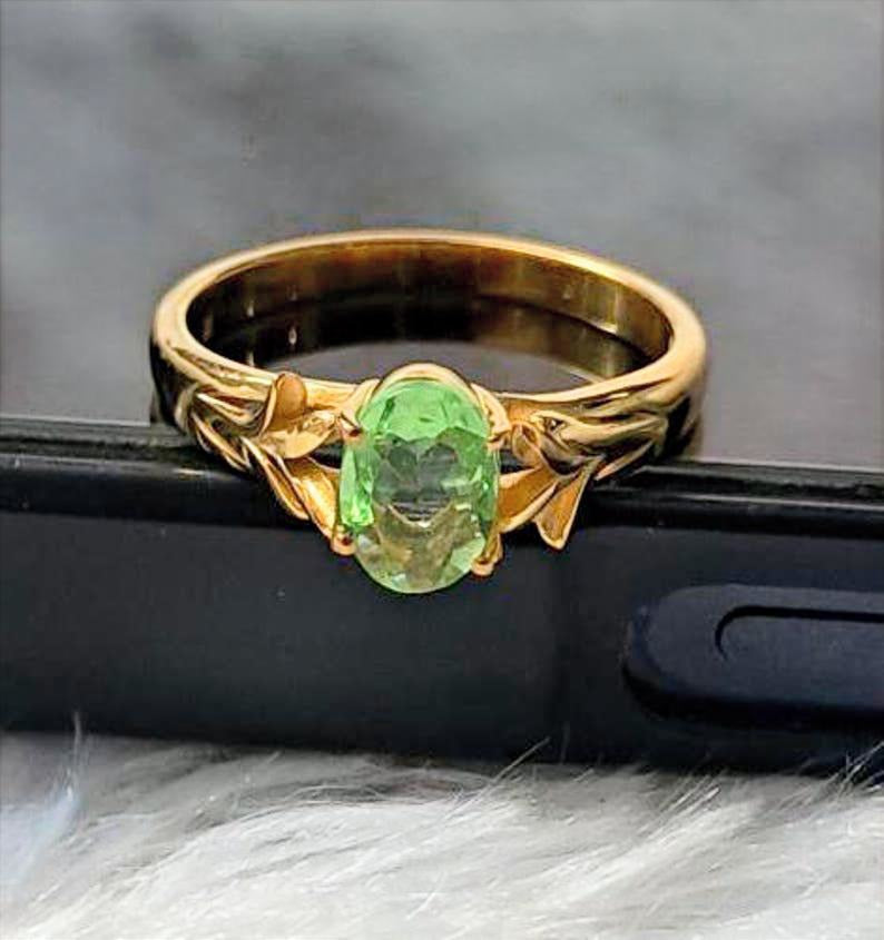 AAA Flawless Green Sapphire Ring, 925 Sterling Silver ring  3