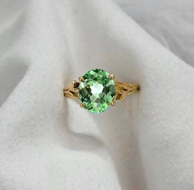 AAA Flawless Green Sapphire Ring, 925 Sterling Silver ring  4