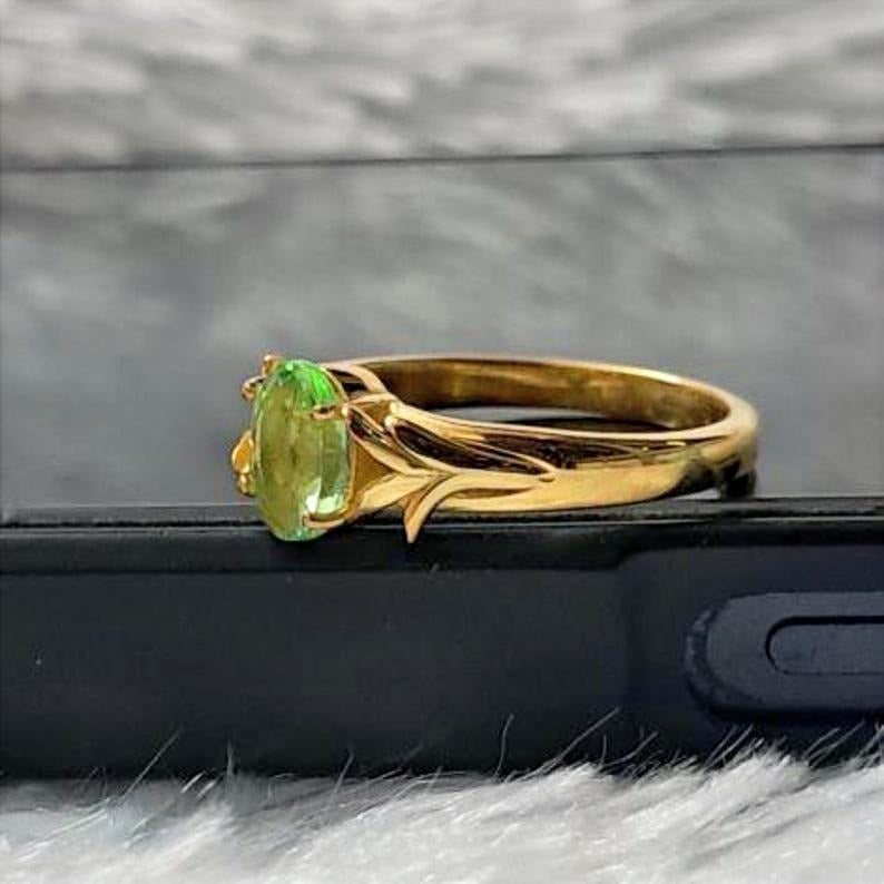 AAA Flawless Green Sapphire Ring, 925 Sterling Silver ring  5