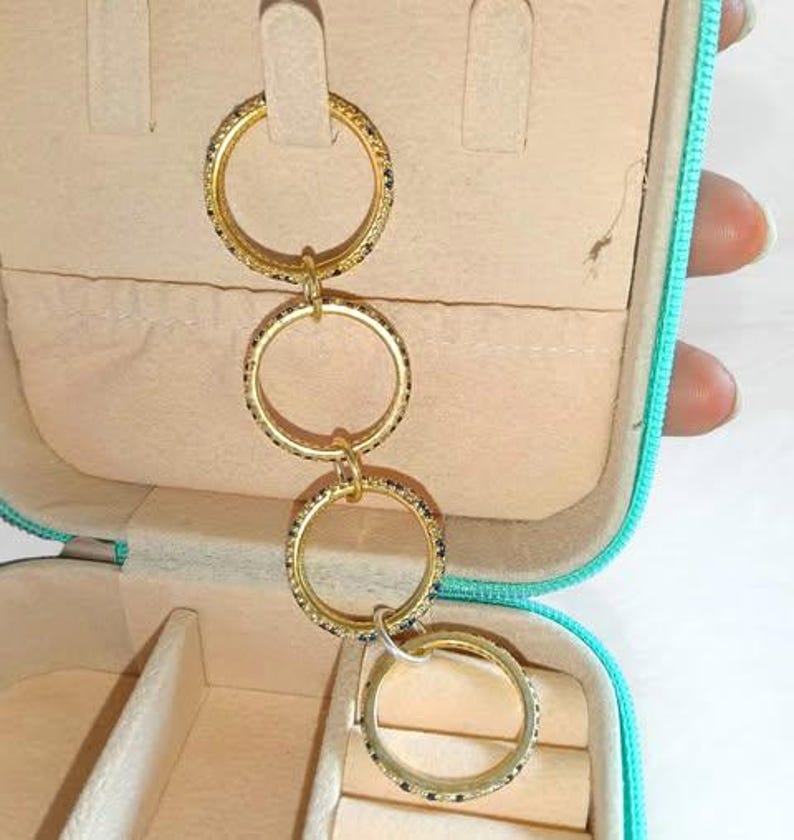 Blue Sapphire Diamond Interlocking Ring 925 Sterling Silver Spinner Three Band Wedding Ring 1 devika