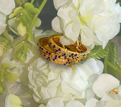 Blue Sapphire Diamond Interlocking Ring 925 Sterling Silver Spinner Three Band Wedding Ring 3