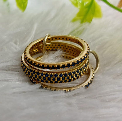 Blue Sapphire Interlocking Band 925 Sterling Silver Connected Stacker Ring devika