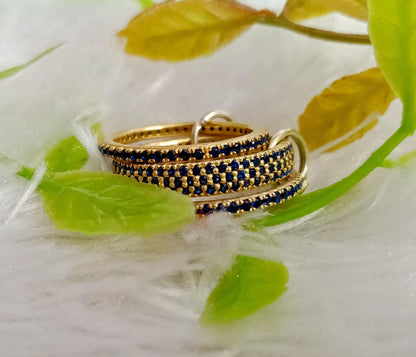 Blue Sapphire Interlocking Band 925 Sterling Silver Connected Stacker Ring devikajewelry