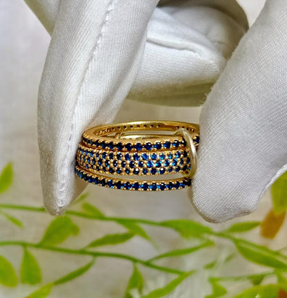 Blue Sapphire Interlocking Band 925 Sterling Silver Connected Stacker Ring devika