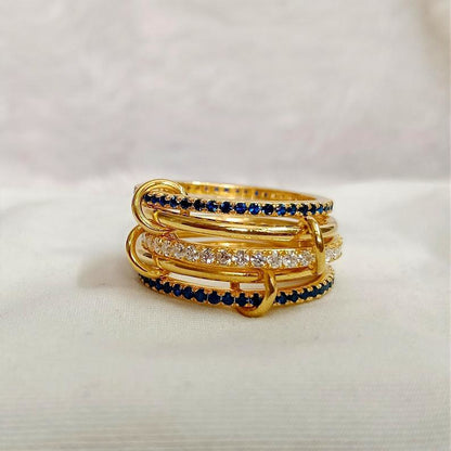 Blue Sapphire Interlocking Band 925 Sterling Silver Wedding Jewelry Diamond  2