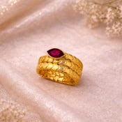 Brass Snake Wrap Ring Red Stone Vintage Statement Jewelry Gift 4