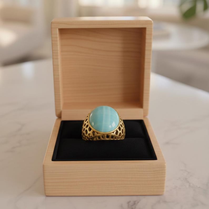 Brass Turquoise Statement Band | 18K Gold Plated 3