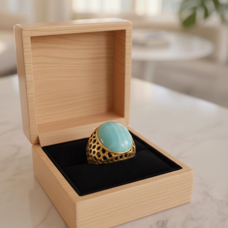 Brass Turquoise Statement Band | 18K Gold Plated 4