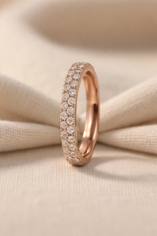 CZ Eternity Band Ring Brass Rose Gold Plated Stackable Ring 3