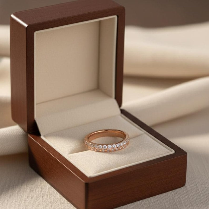 CZ Eternity Band, Rose Gold Plated Sterling Silver Stackable Ring 1