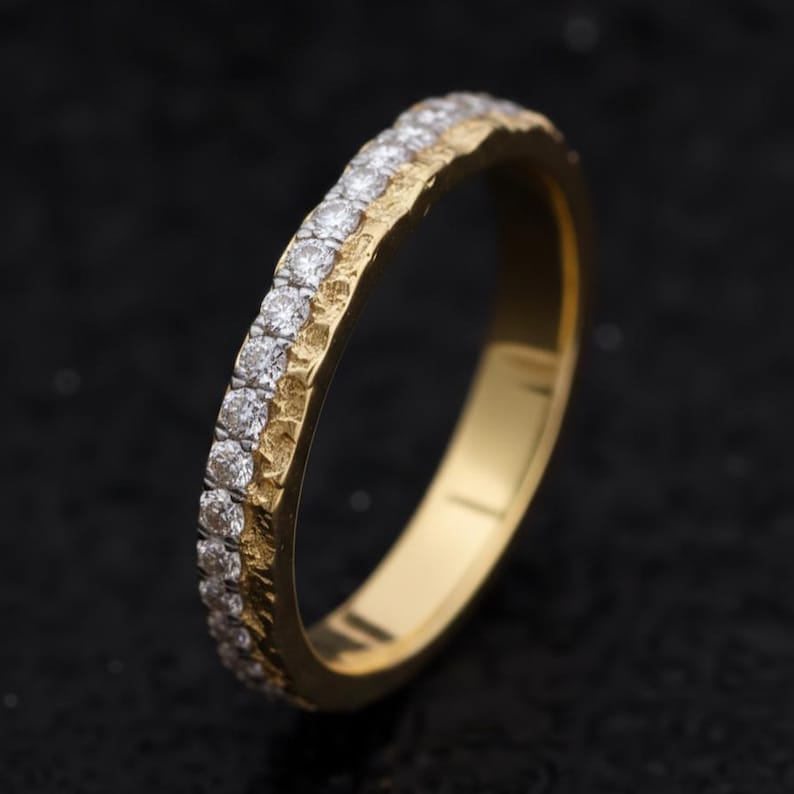 CZ Eternity Band, Rose Gold Plated Sterling Silver Stackable Ring 3