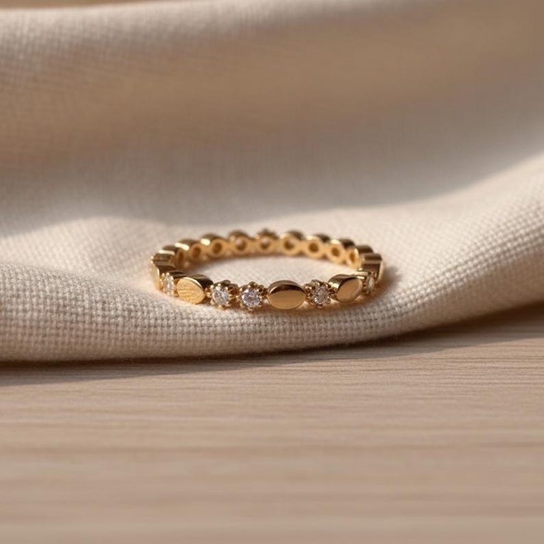 CZ Round Dangle Chevron Ring Brass Gold Plated Adjustable 4