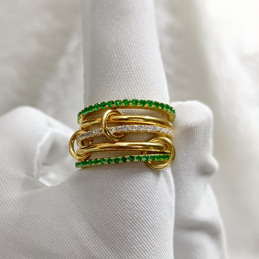 Diamond Connected Stacking Band 925 Sterling Silver Interlocking Ring 1