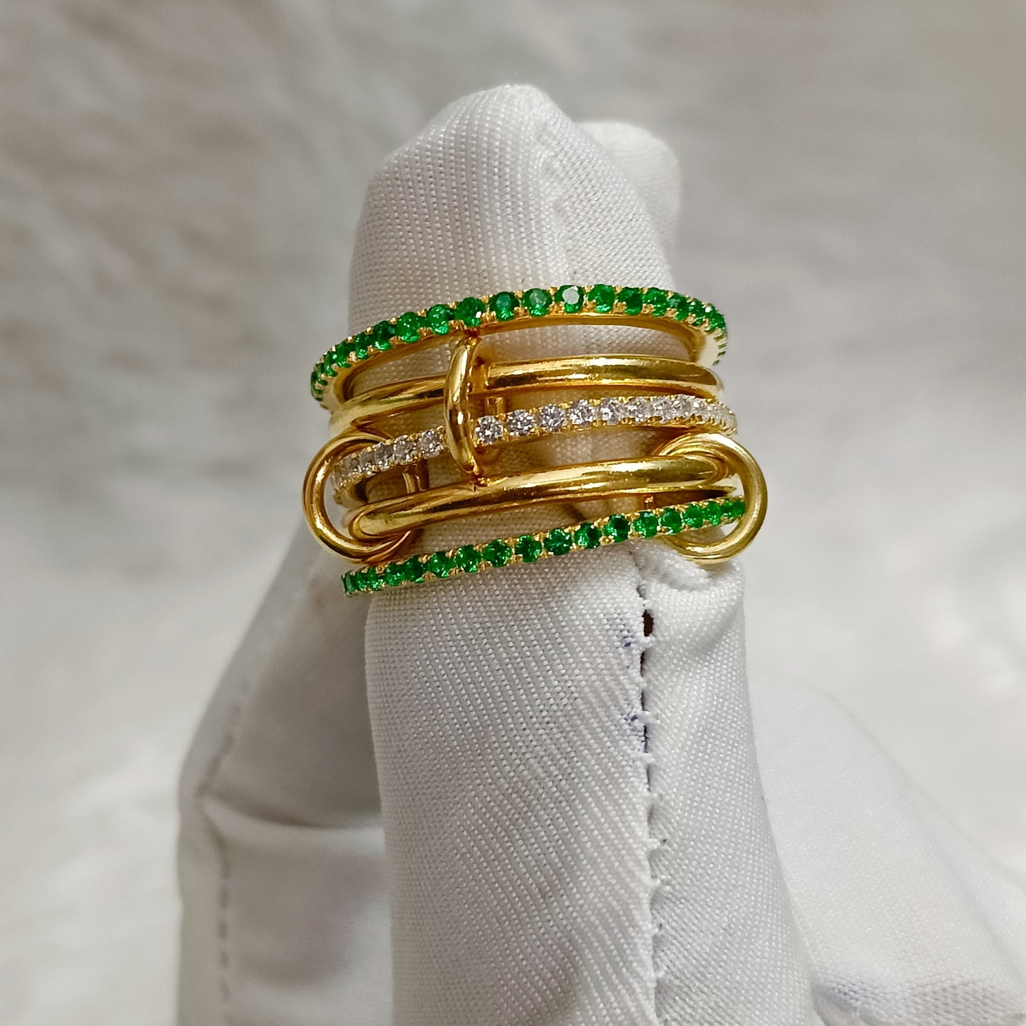 Diamond Connected Stacking Band 925 Sterling Silver Interlocking Ring 2